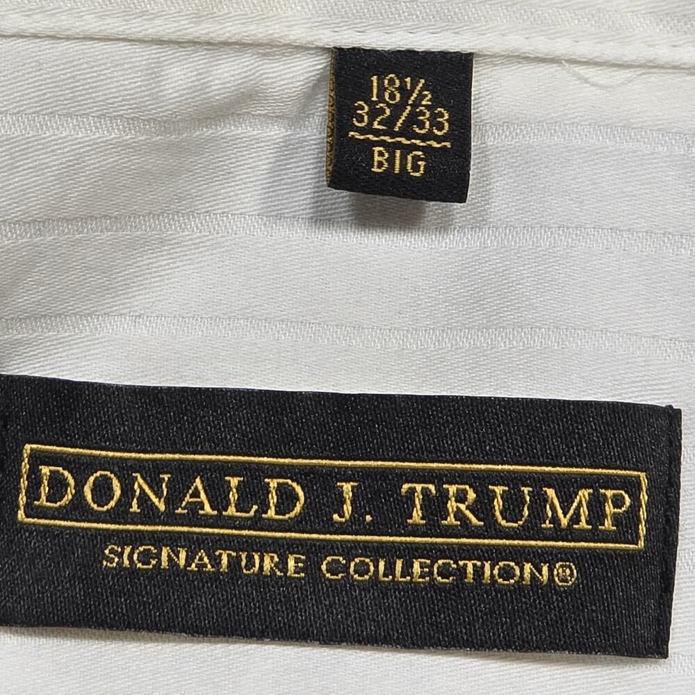 Donald J Trump White Shirt Long Sleeve Button Up Muted Stripe Mens Big Size 18.5 - Picture 3 of 7